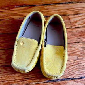 Janie and Jack boy’s yellow suede loafers.